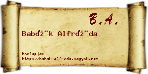 Babák Alfréda névjegykártya